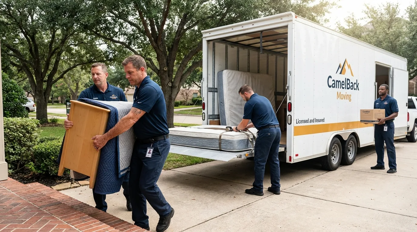 Crew loading residential truck for cross-state move from Salisbury, MO