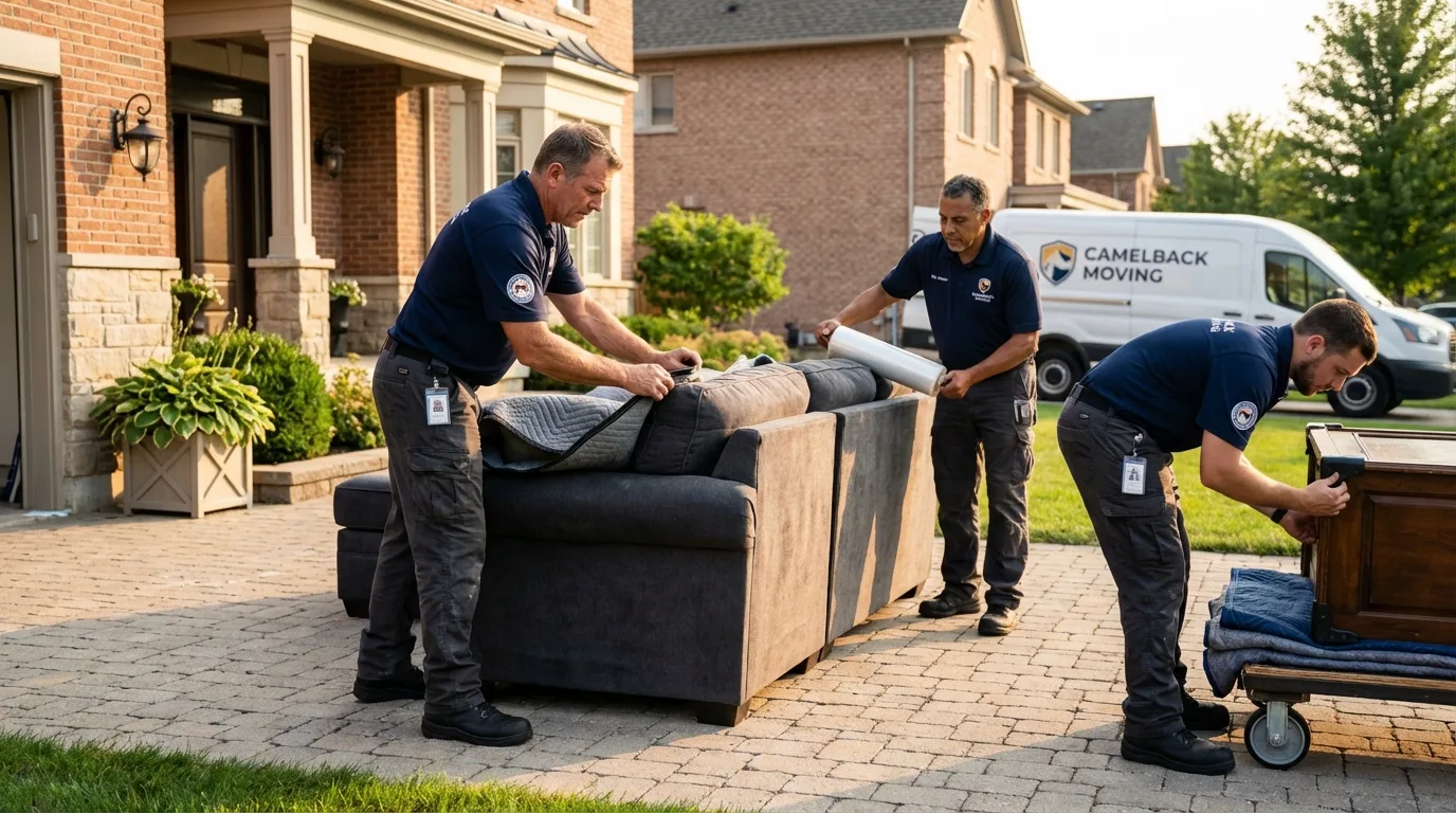 Large estate moving crew wrapping furniture in Salisbury, MO